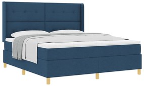 vidaXL Κρεβάτι Box Spring με Στρώμα Μπλε 180x200 εκ Υφάσματος