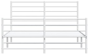 vidaXL Πλαίσιο Κρεβατιού με Κεφαλάρι&Ποδαρικό Λευκό 135x190εκ. Μέταλλο