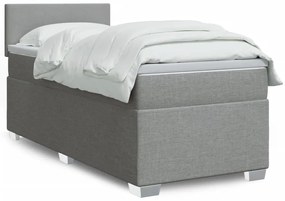 vidaXL Κρεβάτι Boxspring με Στρώμα Ανοιχτό Γκρι 90x200 εκ. Υφασμάτινο