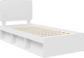 vidaXL Σκελετός Κρεβατιού Λευκό 75 x 190 cm Στερεά ξυλεία πεύκου