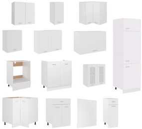 vidaXL Σετ Ντουλαπιών Κουζίνας 14 Τεμαχίων "Lyon" Λευκό από Μηχανικά Ξύλινα Έπιπλα