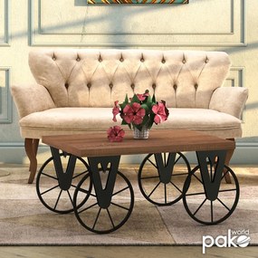 Τραπέζι σαλονιού Bike  χρώμα μαύρο-καρυδί 85x55x41εκ