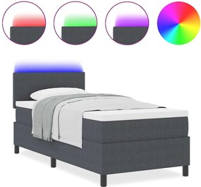 vidaXL LED Κρεβάτι με βάθρο Σκούρο Γκρι και Λευκό 80 x 200 cm