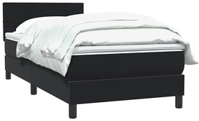 vidaXL Κρεβάτι Boxspring με Στρώμα Μαύρο 90x210 εκ. Βελούδινο