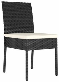 vidaXL Σέτ φαγητού για κήπο 7 pcs Μαύρο Πολυ ράταν