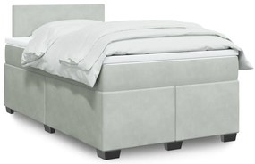 vidaXL Κρεβάτι Boxspring με Στρώμα Ανοιχτό Γκρι 120x200 εκ. Βελούδινο