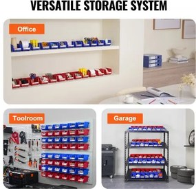 VEVOR Plastic Storage Bin, (5-Inch x 4-Inch x 3-Inch), Hanging Stackable Storage Organizer Bin, Blue/Red, 24-Pack, Heavy Duty Stacking Containers for Closet, Kitchen, Office, or Pantry Organization