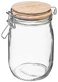 Βάζο  Με Καπάκι Ξύλινο Και Έλασμα 07.169212 500ml 13,5X17cm Clear Wood, Glass