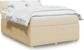 vidaXL Κρεβάτι Boxspring με Στρώμα Κρεμ 140x200 εκ. Υφασμάτινο