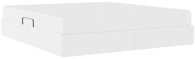 vidaXL Κρεβάτι με αποθηκευτικό χώρο και στρώμα 2 pcs Λευκό Δέρμα