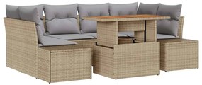 vidaXL Σέτ φαγητού για κήπο 7 pcs Μπεζ, Γκρι 100 x 55 x 73 εκ