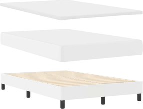 vidaXL Κρεβάτι με ελατήρια με στρώμα Λευκό 120 x 190 cm Τεχνητό δέρμα