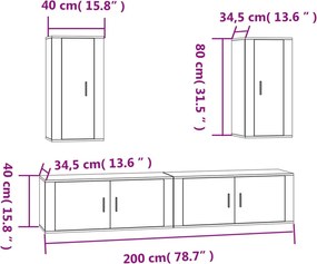 vidaXL Σετ Επίπλου Τηλεόρασης 4 Τεμαχίων Λευκό από Επεξεργασμένο Ξύλο