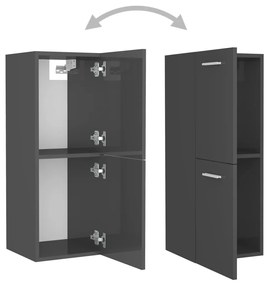 vidaXL Ντουλάπι Μπάνιου Γυαλιστερό Γκρι 30 x 30 x 80 εκ. Μοριοσανίδα