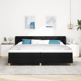 vidaXL Κρεβάτι Box Spring με Στρώμα  Μαύρο 200x200 εκ. Ύφασμα