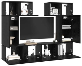 vidaXL Σετ επίπλου τηλεόρασης με ράφι 6 pcs Μαύρη δρυς 80 x 30 x 30 εκ