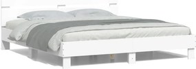 vidaXL Πλαίσιο Κρεβατιού με Κεφαλάρι/LED Λευκό 200 x 200 εκ.