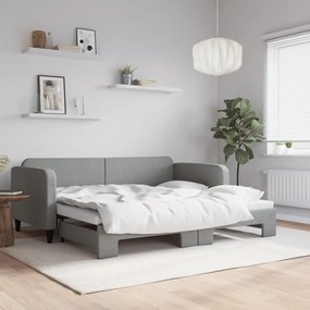 Καναπές Κρεβάτι Συρόμενος Ανοιχτό Γκρι 90 x 200 εκ. Υφασμάτινος - Γκρι