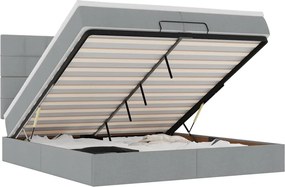 vidaXL Οθωμανικό κρεβάτι με στρώματα &amp; LEDs Ανοιχτό γκρι ύφασμα