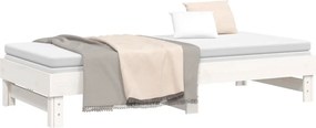 vidaXL Καναπές Κρεβάτι Συρόμενος Λευκός 2x(100x200) εκ. Μασίφ Πεύκο