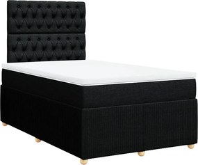 vidaXL Κρεβάτι Boxspring με Στρώμα Μαύρο 120x190 εκ. Υφασμάτινο
