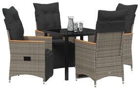 vidaXL Σετ κήπου 5 κομματιών  με μαξιλάρια Γκρι Poly Rattan