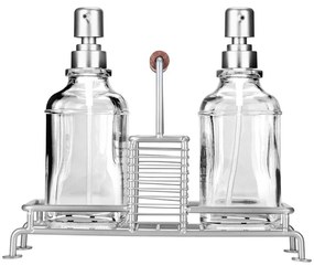 ESTIA ΔΟΧΕΙΑ ΥΓΡΟΥ ΠΙΑΤΩΝ ALLURE 2x300ml ΜΕ ΜΕΤΑΛΛΙΚΗ ΒΑΣΗ &amp; ΘΗΚΗ ΓΙΑ ΣΦΟΥΓΓΑΡΙ ΑΣΗΜΙ