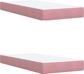 vidaXL Κρεβάτι Boxspring με Στρώμα Ροζ 200x200 εκ. Βελούδινο