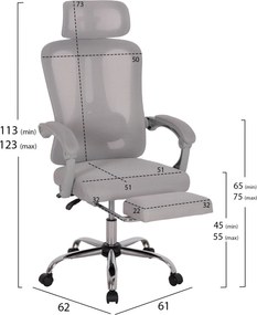 Καρέκλα γραφείου Barnet γκρι mesh-νάιλον 61x62x123εκ