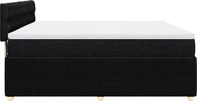 vidaXL Κρεβάτι Boxspring με Στρώμα Μαύρο 200x200 εκ. Υφασμάτινο