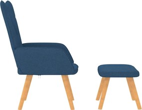 vidaXL Πολυθρόνα Relax Μπλε Υφασμάτινη με Σκαμπό