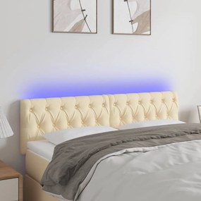 Κεφαλάρι Κρεβατιού LED Κρεμ 144x7x78/88 εκ. Υφασμάτινο 3121951
