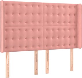 vidaXL Κρεβάτι Boxspring με Στρώμα &amp; LED Ροζ 140x200 εκ. Βελούδινο