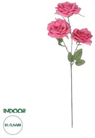 GloboStar® Artificial Garden  HOT PINK ROSE BRANCH 21135 Τεχνητό Διακοσμητικό Κλαδί Τριαντάφυλλο Έντονο Ροζ Y85cm