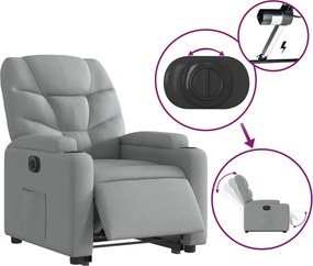 vidaXL Πολυθρόνα Ηλεκ. Ανακλινόμενη Ανύψωση Αν. Γκρι Υφασμάτινη