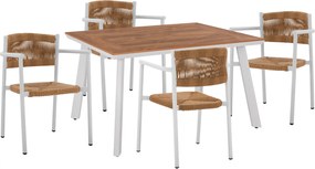 ΣΕΤ ΤΡΑΠΕΖΑΡΙΑ 5ΤΜΧ ΜΕ ΤΡΑΠΕΖΙ POLYWOOD 120Χ80 &amp; ΠΟΛΥΘΡΟΝΕΣ ΛΕΥΚΕΣ HM11427