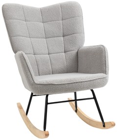 HOMCOM Πολυθρόνα κουνιστή σε ρετρό στυλ, μασίφ ξύλο, πολυθρόνα, 71 εκ. x 92 εκ. x 101 εκ., Ανοιχτό Γκρι
