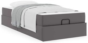 vidaXL Σκελετός κρεβατιού με στρώμα Γκρι 90 x 200 cm Τεχνητό δέρμα