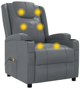 vidaXL Πολυθρόνα Μασάζ Ηλεκτρική Ανθρακί Συνθετικό Δέρμα