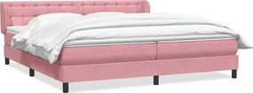 vidaXL Box Spring κρεβάτι με στρώματα ροζ 180x210 cm Βελούδινο