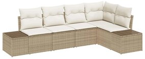 vidaXL Σετ Καναπέ Κήπου 5 pcs Μπεζ Πολυ ράταν