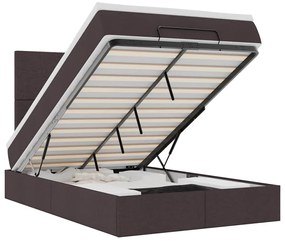 Οθωμανικό κρεβάτι με στρώμα &amp; LEDs Σκούρο καφέ 120x190cm ύφασμα 3313909