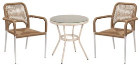 Σετ Τραπεζαρία Κήπου ArteLibre BURUNDI Λευκό Αλουμίνιο/Γυαλί Με 2 Πολυθρόνες 14990269