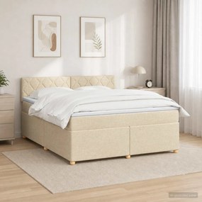 vidaXL Κρεβάτι box spring με στρώμα Κρεμ 180 x 200 cm Ύφασμα