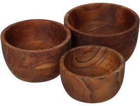 Μπολ  Καφέ Ξύλο 11.4x11.4x6.5cm Σετ 3Τμχ