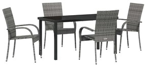 vidaXL Σέτ φαγητού για κήπο 5 pcs Γκρι Χάλυβας με επίστρωση πούδρας