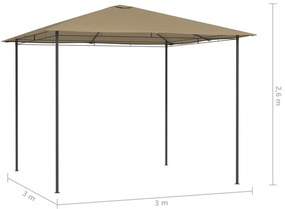 vidaXL Κιόσκι Taupe 3 x 3 x 2,6 μ. 160 γρ./μ²