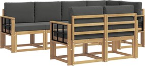 vidaXL Σειρά Καναπέ Εξωτερικού 7 pcs Άσπρο και Ανθρακί Πολυεστέρας