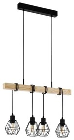 Φωτιστικό Οροφής Ράγα Townshend 5 43132 Black-Brown Eglo Metal,Wood