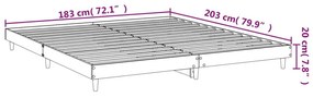 Πλαίσιο κρεβατιού χωρίς στρώμα 180x200 εκ. Επεξεργασμένο Ξύλο - Μαύρο